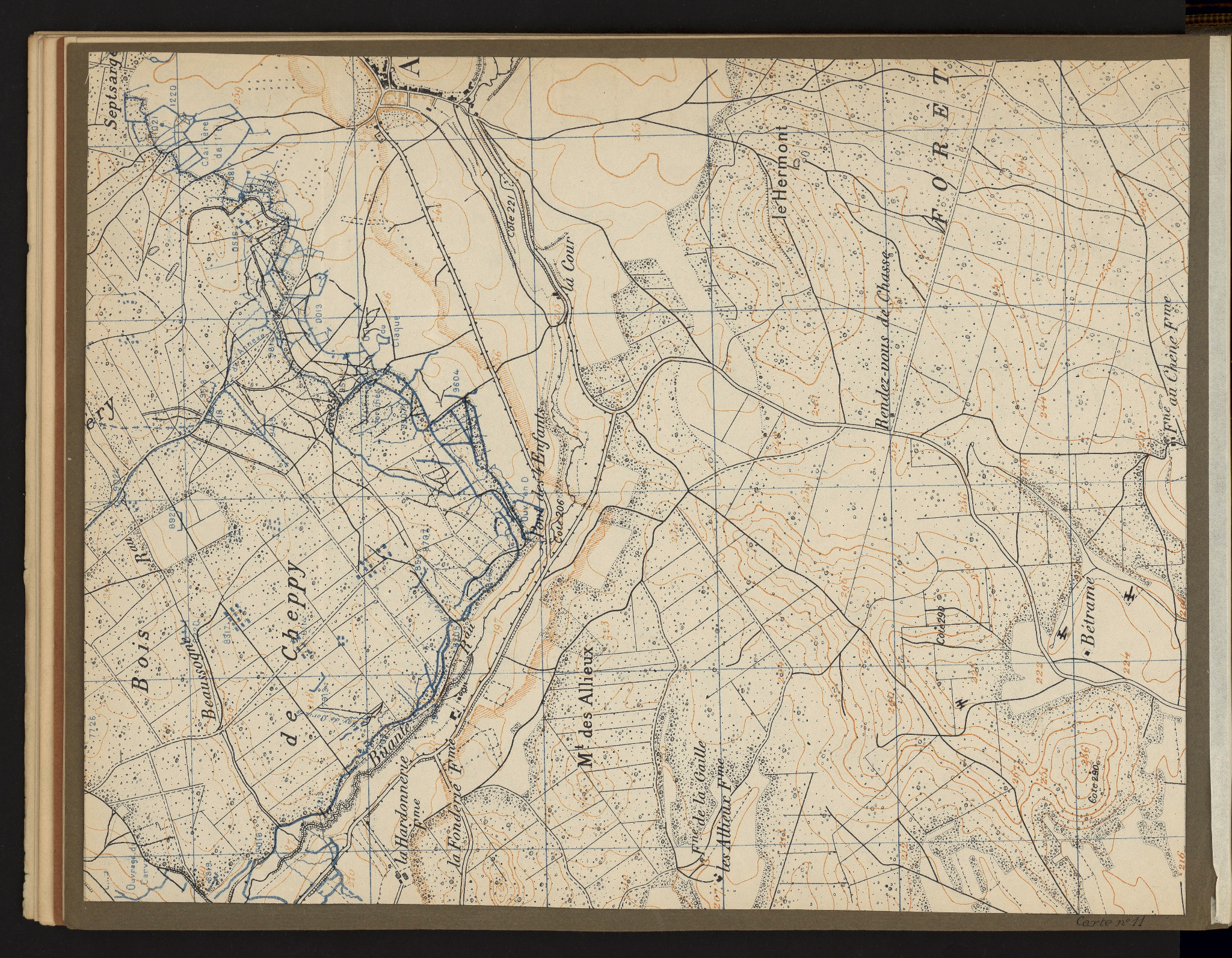 Carte n° 11 — bois de Cheppy et secteur du Rendez-vous de chasse