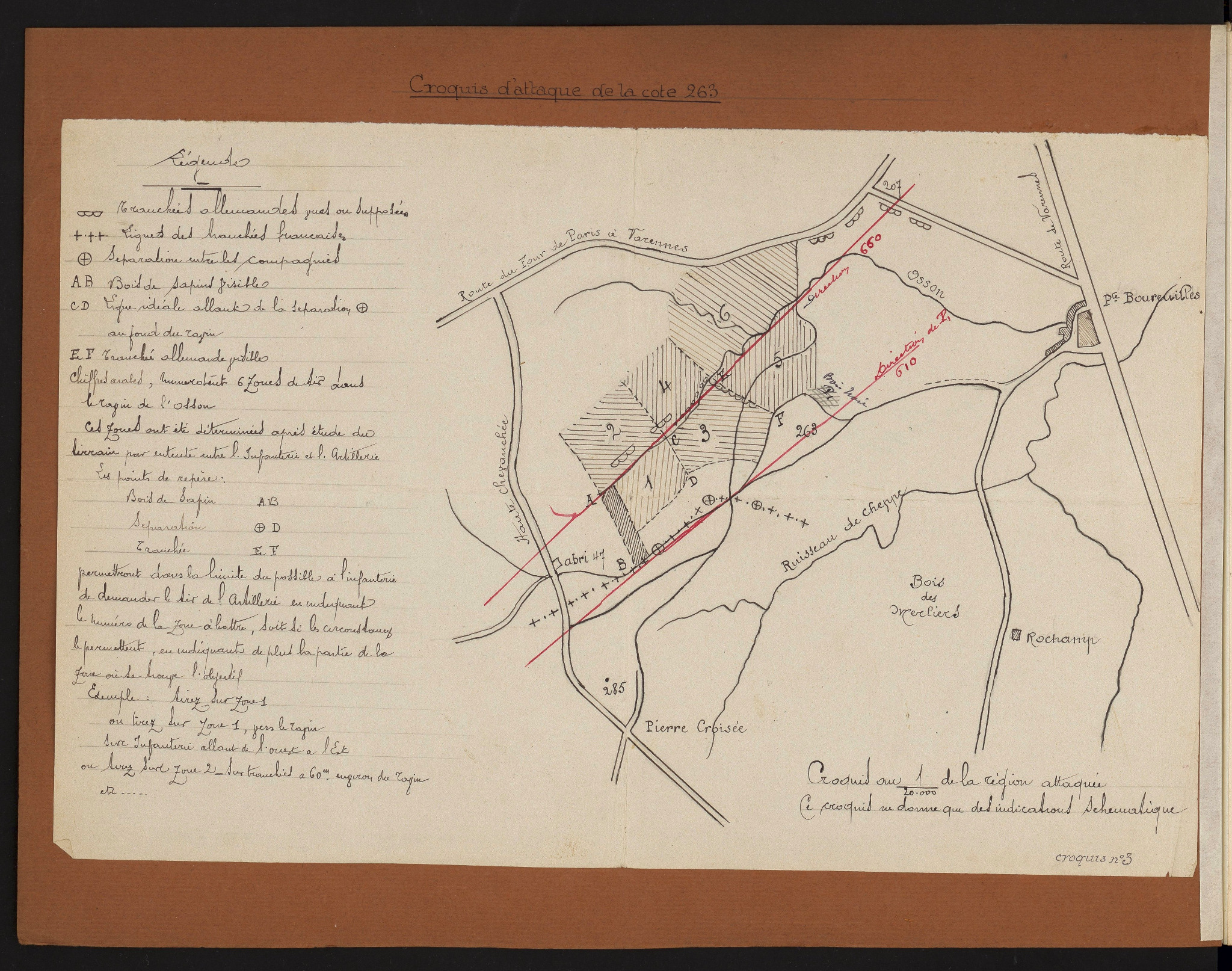 Croquis n° 5 — attaque de la cote 263