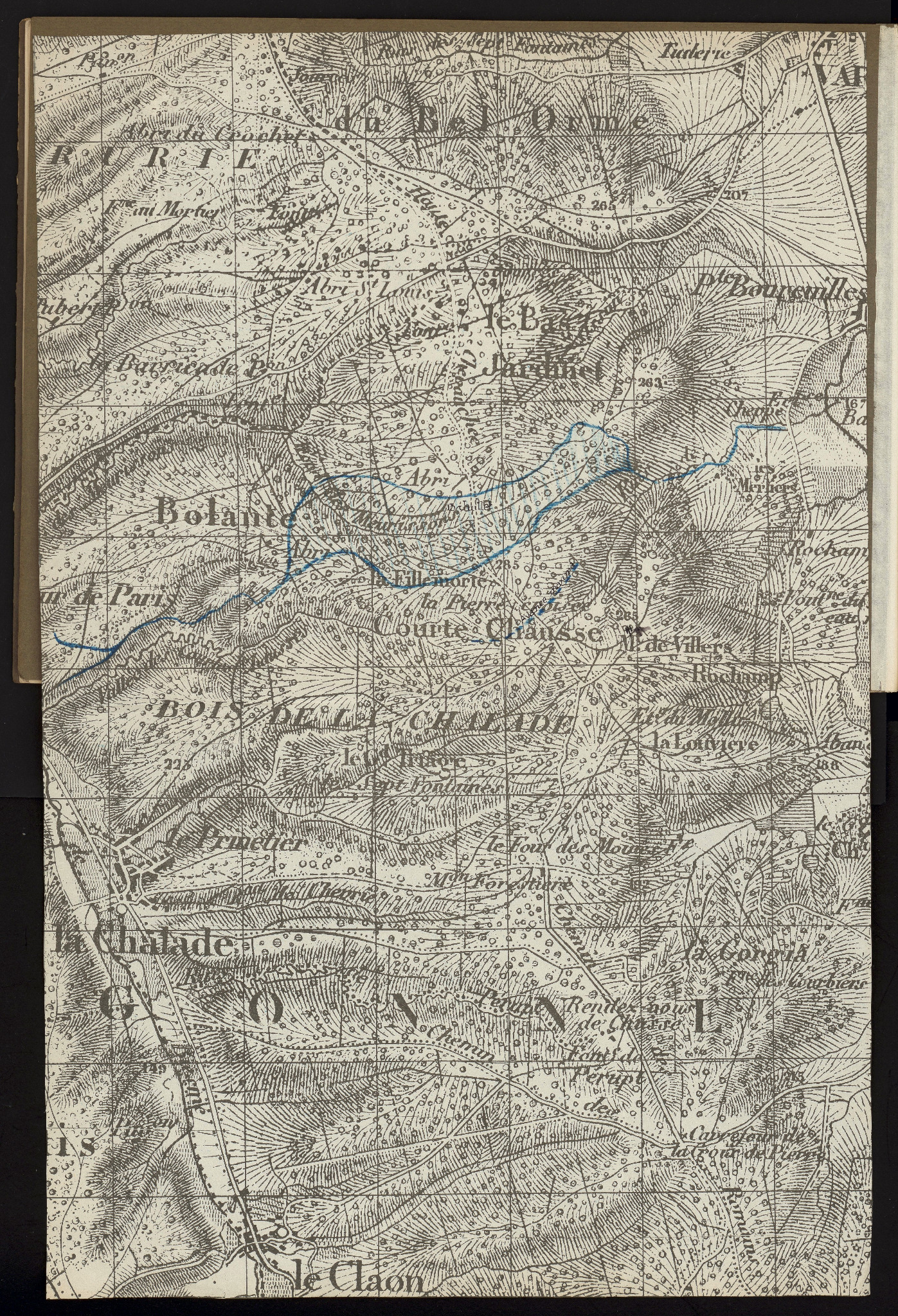 Carte du secteur de la Chalade, du Claon et du Mont de Villers