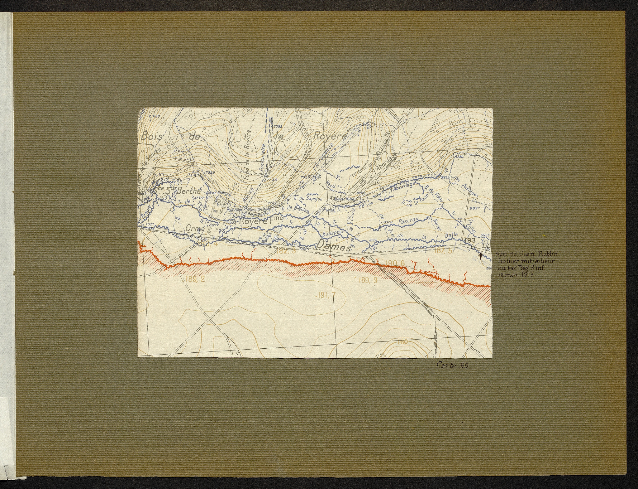 Carte n°29 — annotation sur la mort de Jean Roblin