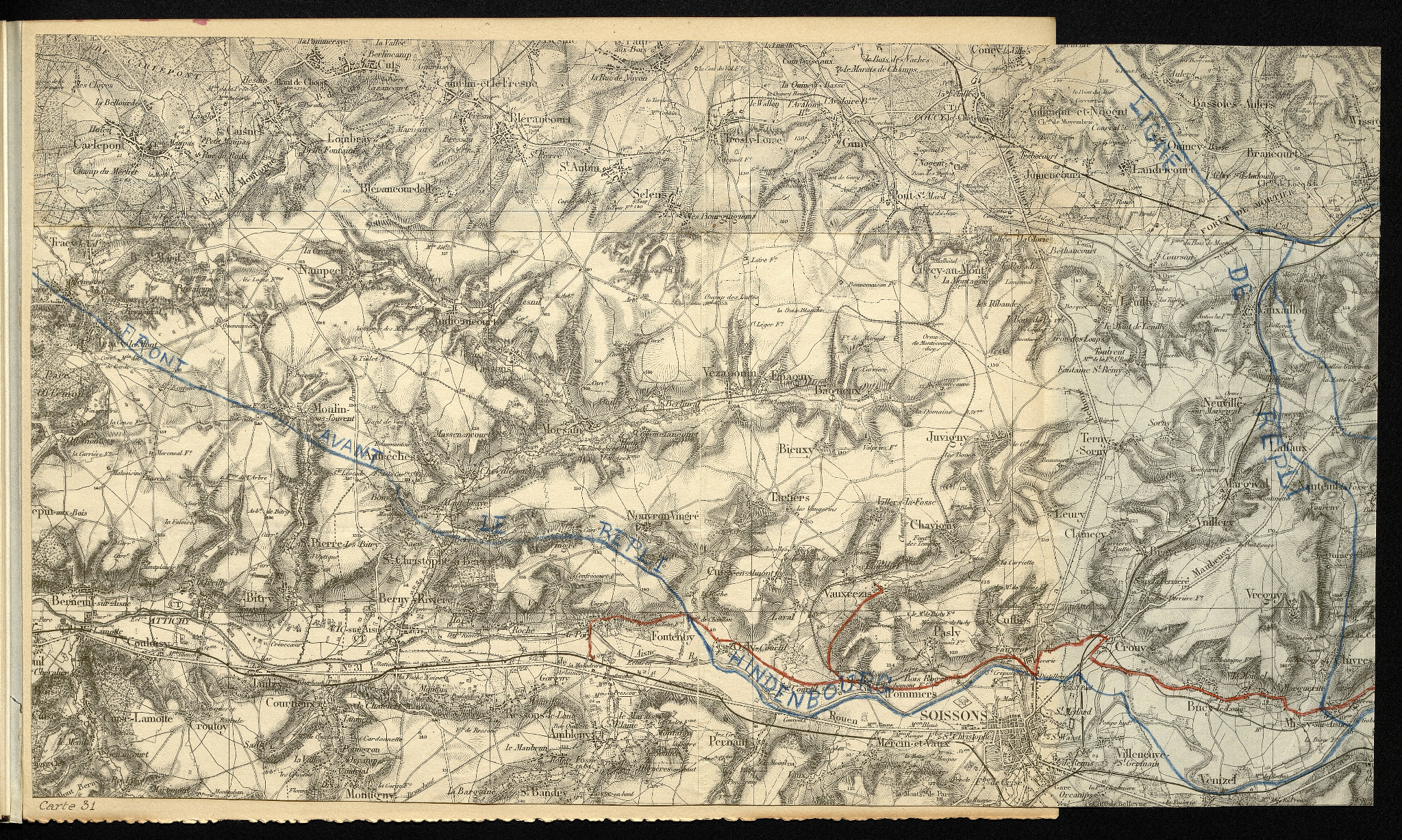 Carte 31 — secteur de Soissons et ligne Hindenbourg