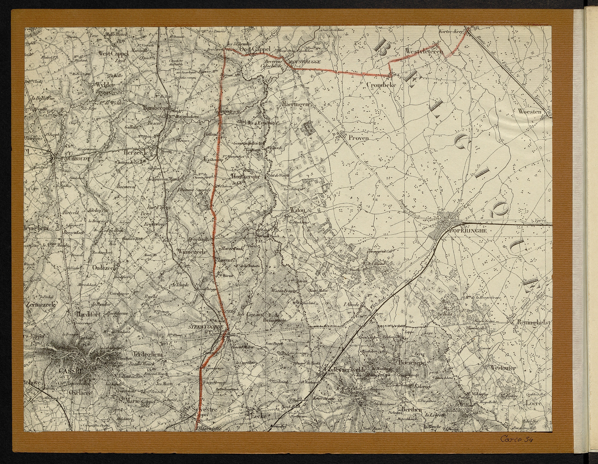 Carte n° 54 — Westvleteren, Oost-Cappel, Steenvoorde et Cassel