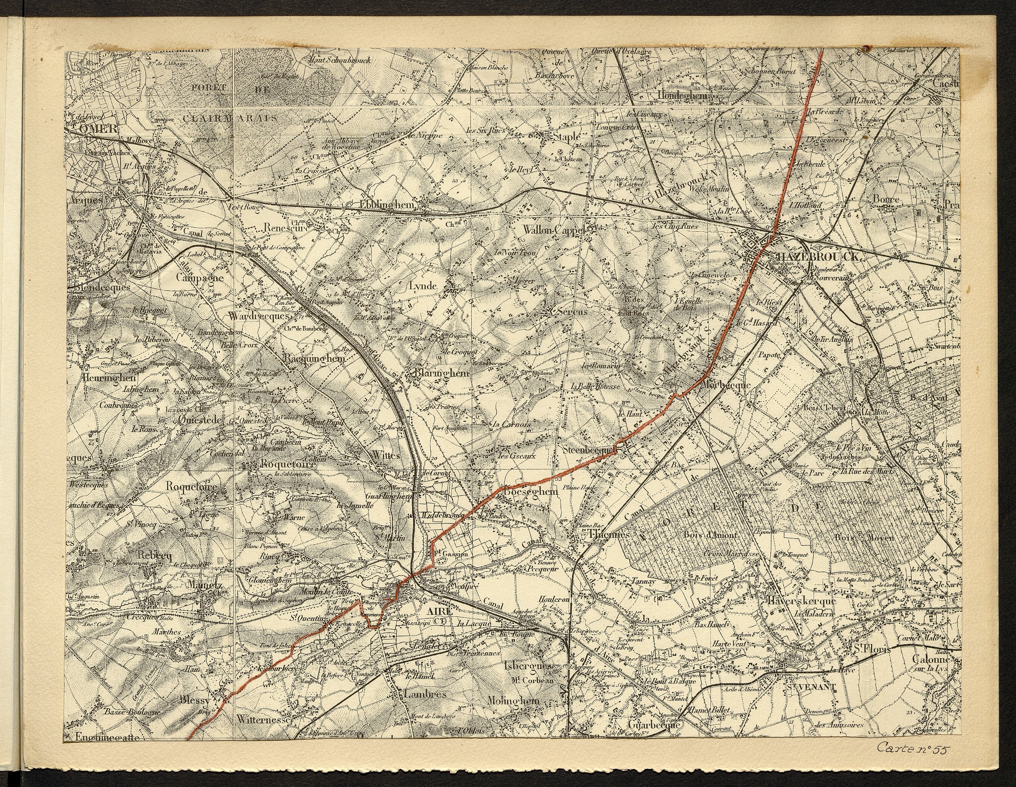 Carte n° 55 — Hazebrouck, Haverskerque, Aire et Enguinegatte