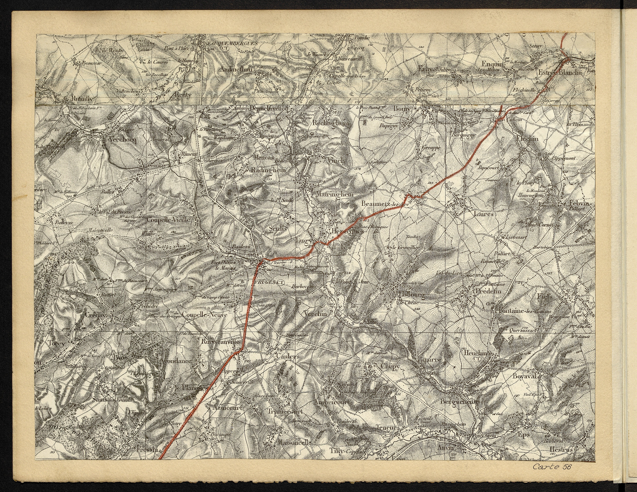 Carte n° 56 — Estrée-Blanche, Thérouanne, Fruges et Frévent