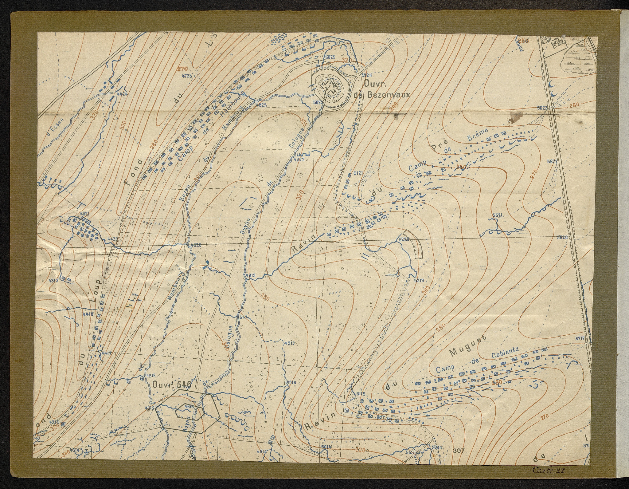 Carte 22 — secteur Bezonvaux, Fond du Loup et ravin du Muguet