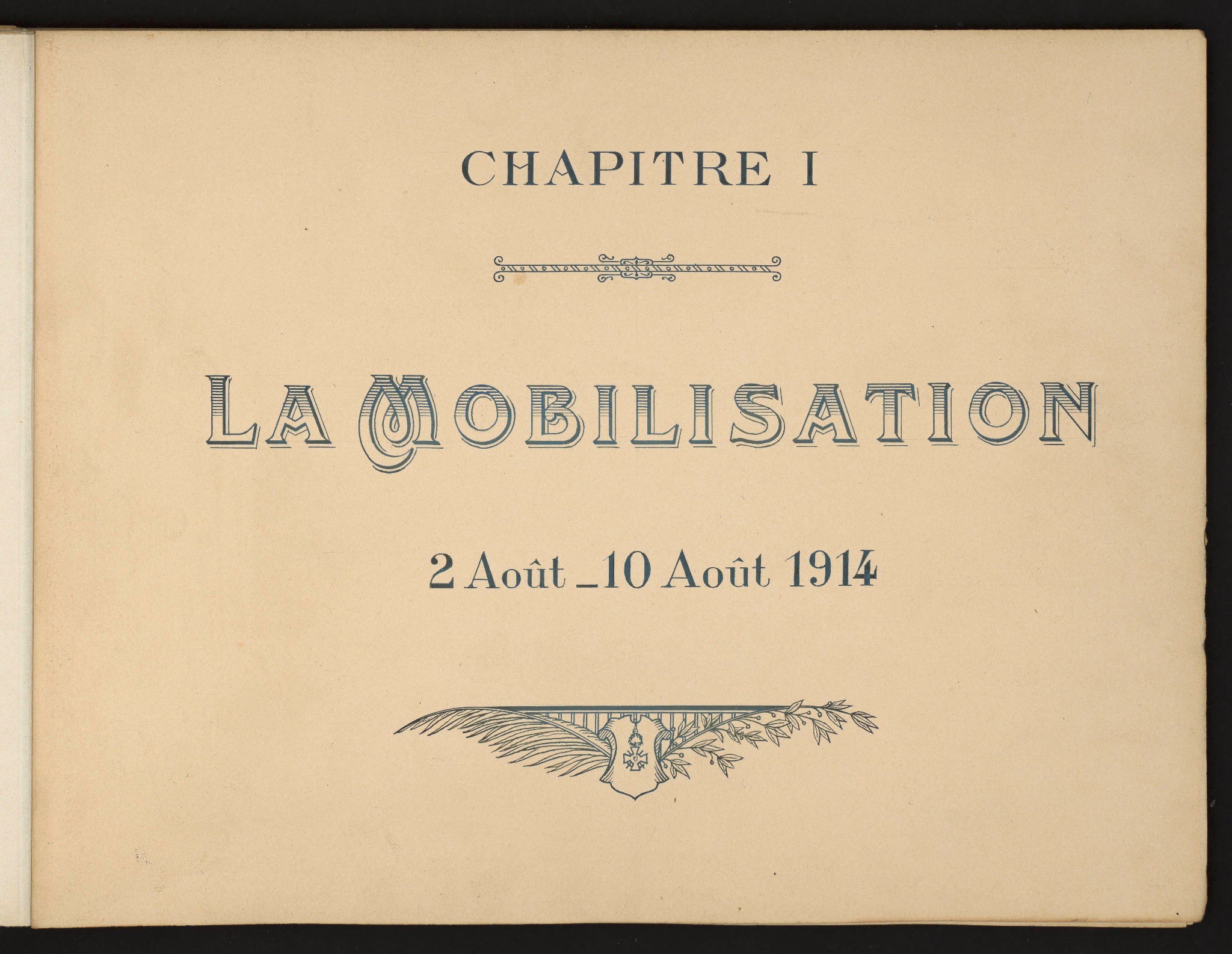 Feuillet original : CHAPITRE I — LA MOBILISATION
